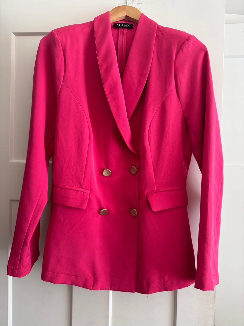 Hot Pink Double-Breasted Blazer Jacket
